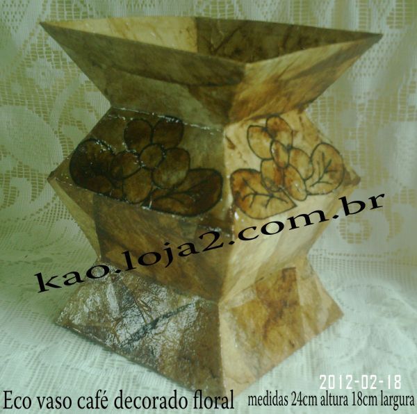 Eco vaso café decorado floral