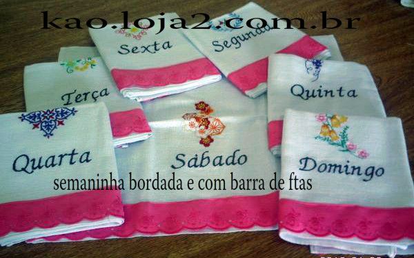 Semaninha bordada e com barra de fita